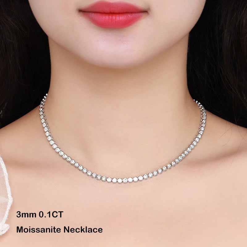 EWYA Sparkling 0.1ct 3mm Moissanite Tennis Bracelet with GRA for Women Party Fine Jewelry S925 Sterling Silver Diamond Bracelets