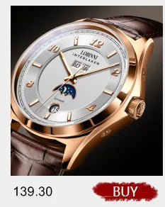 LOBINNI Luxury Brand Switzerland Perpetual Calendar Automatic Mechanical Men's Watches Sapphire Multi-function Clock L13019-8