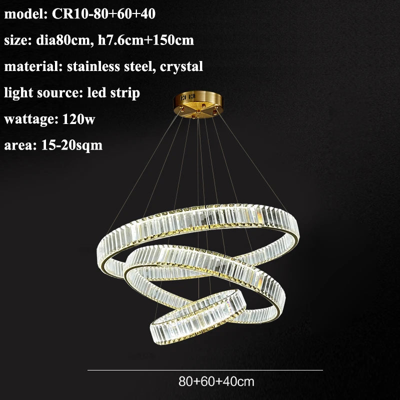 Modern Living Room Crystal Chandelier Led Remote Control Dimmable Led Pendant Lights Luxury Steel Adjust Hanging Lamp Fixture