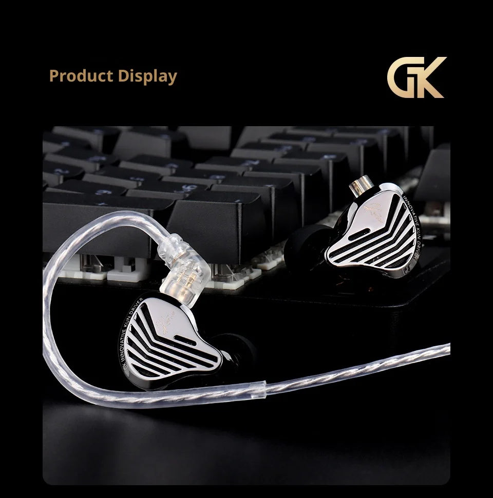 Kz Gk Kunten Dynamic Drive Headphones Hifi 2pin Heavy Bass Earbuds Metal Headphones Detachable Sports Gamer Headphones Custom