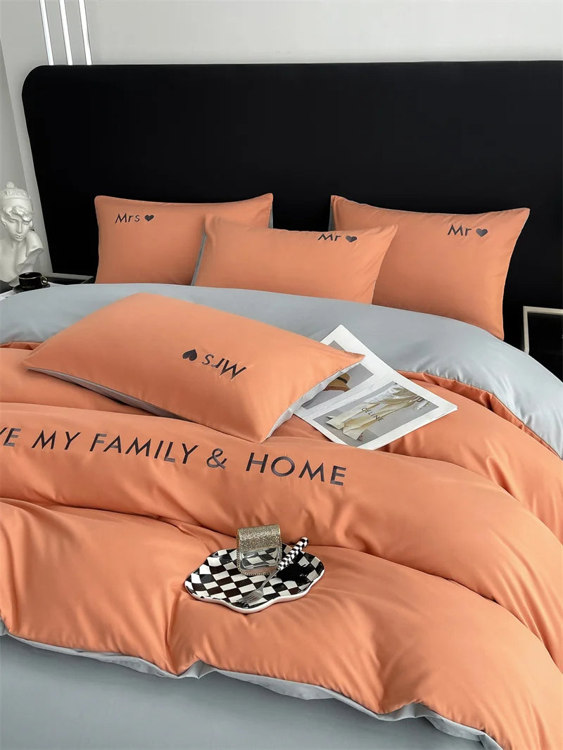 Luxury Nordic Egyptian Cotton Bedding Set King Queen Double Twin Size with Sheet Duvet Cover Pillowcase 1/2 People Bed Linen New