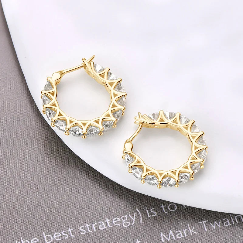 PureMax  4.0mm Full Moissanite Huggie Hoop Earrings for Women Trending Silver 925 Fine Jewelry  Moissanite Diamond Earrings