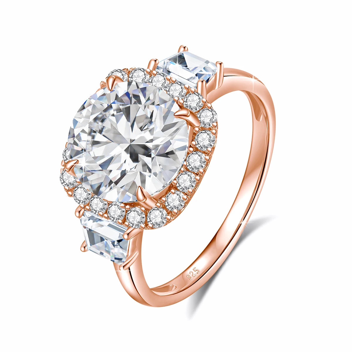 Luxury Round Cut 3.5CT Moissanite Ring for Women D VVS1 Synthetic Diamond Real S925 Silver Engagement Wedding Jewelry Pass Test