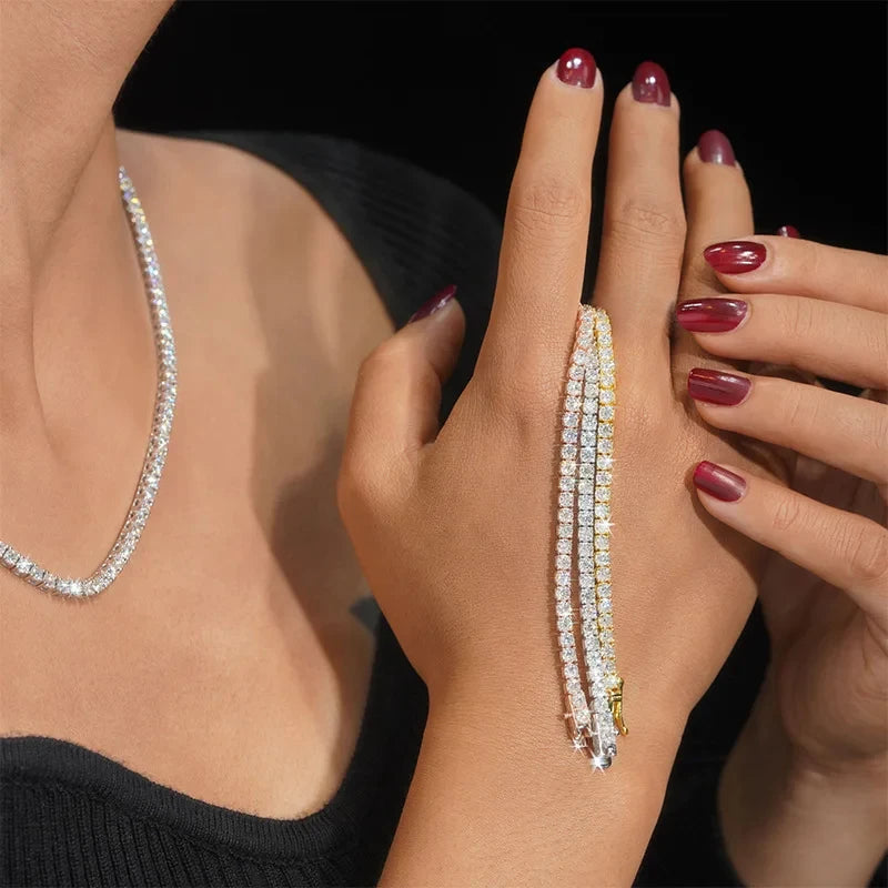 EWYA Real D Color Full 2/2.5/3/4/5/6.5mm Moissanite Tennis Bracelet For Women S925 Plated 18K Rose Gold Diamond Link Bracelets