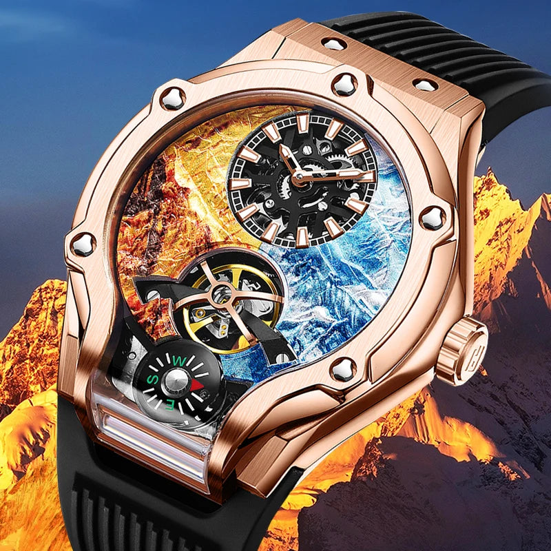 HANBORO Zhuma Mountain Peak Series Men's Fully Automatic Mechanical Watch Hollow Personalized Watch