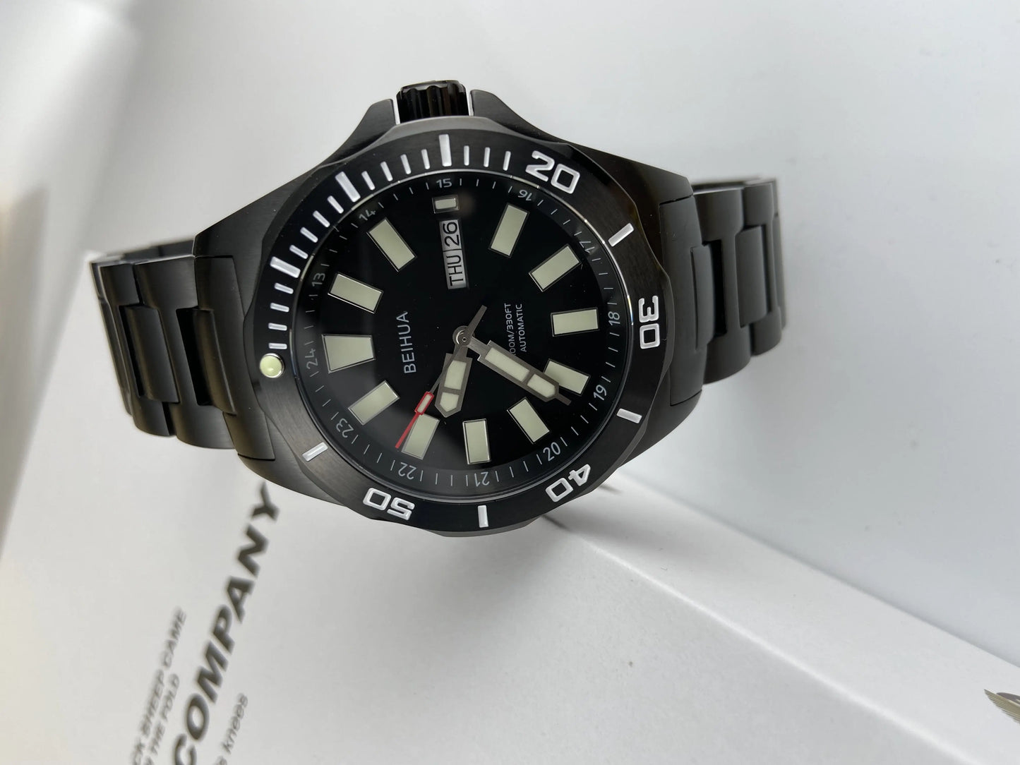 BEIHUA Men Automatic Watch Luminous Whole Night Super Bright C3 Japan TOP Mov't 24Jewels Day Date Sapphire  Luxury Gift Military