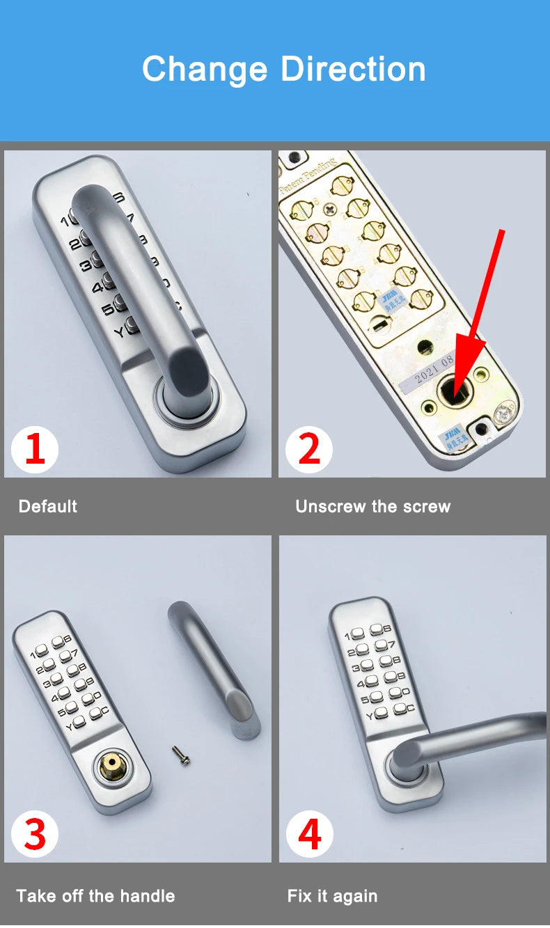 IP68 Waterproof Mechanical Password Number Single Latch Deadbolt Lock No Need Power For Outdoor Indoor Wooden Metal Door