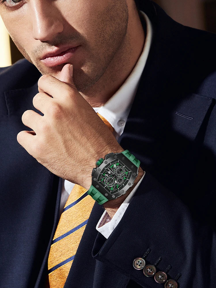 TSAR BOMBA 2025 New Mens Watch TB-8204QA Arabic numerals Dial Tonneau Wristwatch for Men Sapphire Mirror Waterproof Clcok