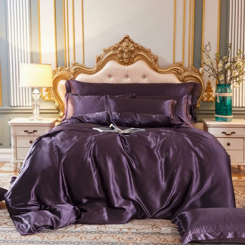 High End Mulberry Silk-Blending Fabric Duvet Cover Set Luxury King Size Bedding Set Silky Quilt Cover and Pillowcase No Sheet