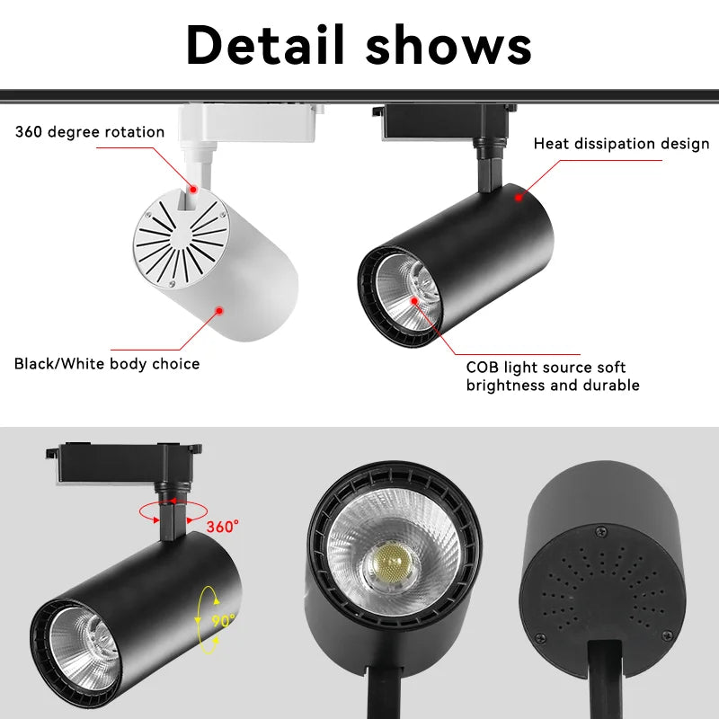 Full Set Led Track Light Fixture Rail 110-220V COB Ceiling Track Lamp 20/40W Spot Lighting For Clothing Shop Living Room Home