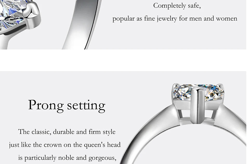 PERFANY 0.5/1/2CT Heart-Shaped Cut Moissanite Women's Ring S925 Pure Silver Laboratory Certified Diamond Wedding Luxury Jewelry