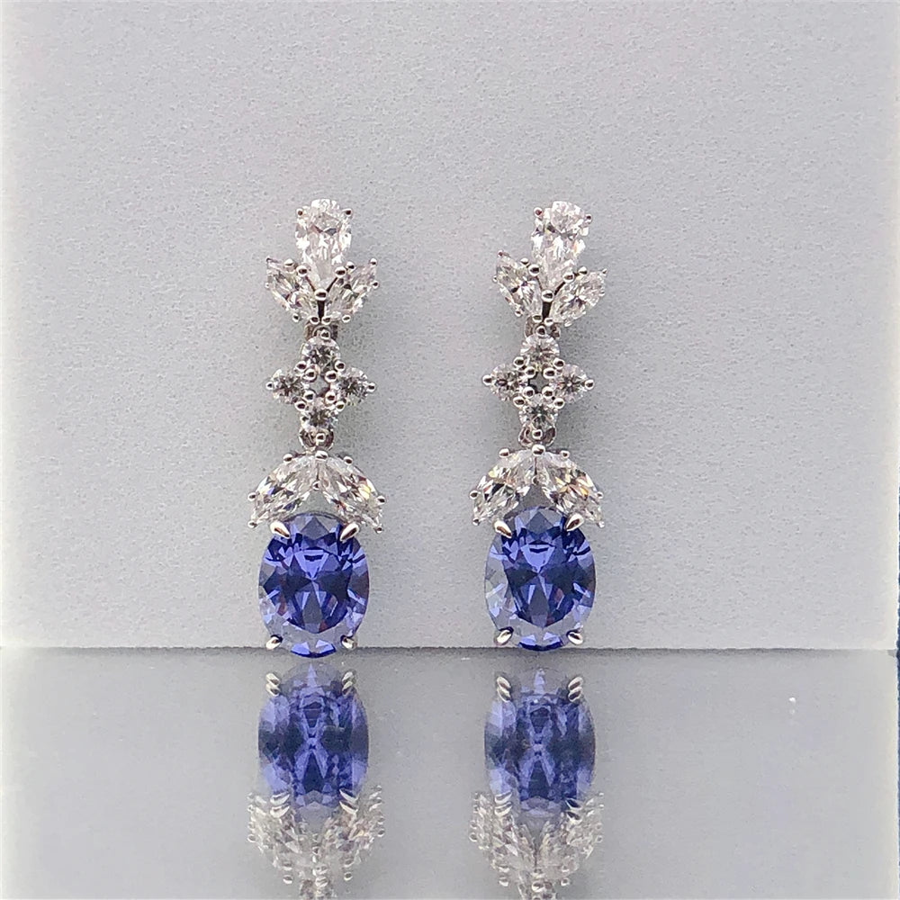 Solid White Gold 14K Earrings 1.5CT/ Piece Sapphire Diamond Women Engagement Earrings Beautiful Anniversary Party Jewelry