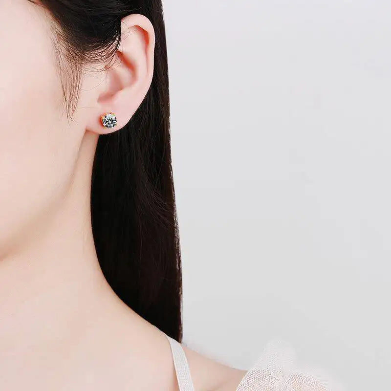 TY 2.0ct Moissanite Earrings For Women Lab Grown Dia Ear Studs Sterling Sier Fine Jewelry Gift S925 Sterling Silver Earrings