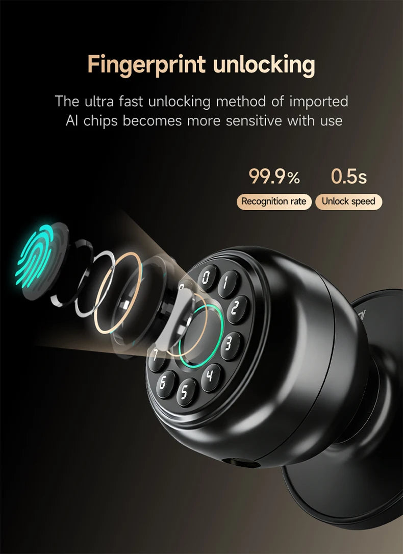 Smart door lock four in one fingerprint password IC card Tuya APP remote unlocking mechanical key suitable for home apartments