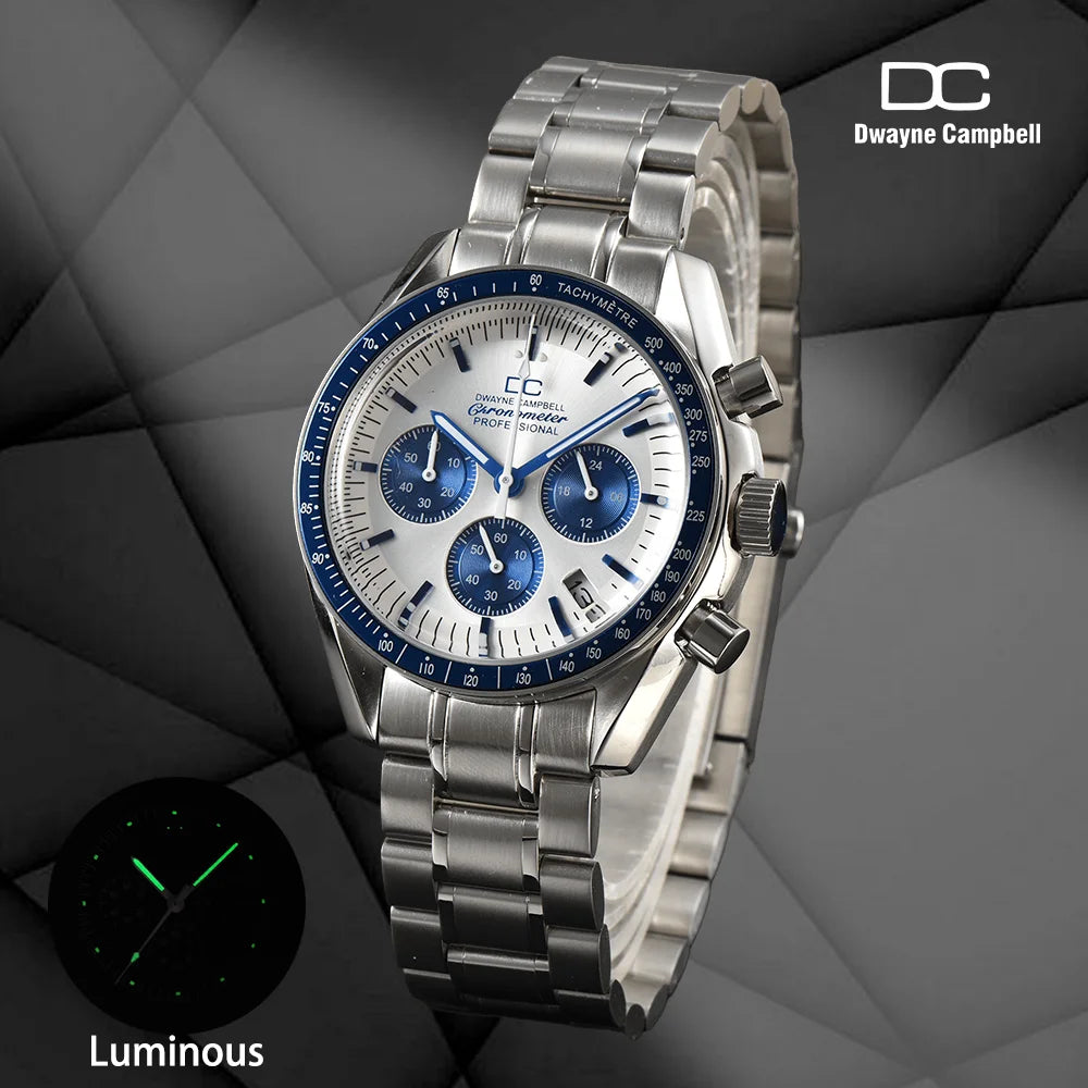 For VK63 Customized Logo Watch 40mm Waterproof Chronograph Men Moon Quartz Watches Modified By Speed Master Custom Wristwatches