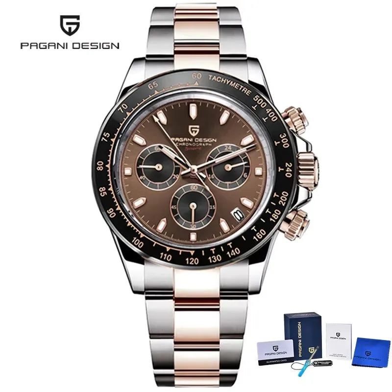 PAGANI DESIGN 2023 New Black Mens Watches Brand Luxury Quartz Watch For Men Chronograph Sports Waterproof Luminous Reloj Hombre
