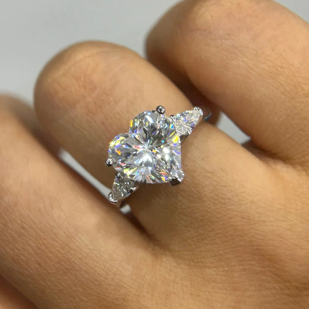 1-4Carat Heart Shape Moissanite Ring for Women Certified S925 Sterling Silver Heart Diamond Engagement Wedding Band Jewelry Gift