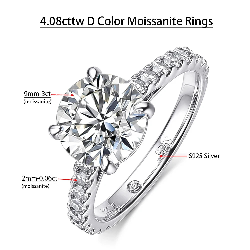 Serenity 6.8cttw D Color Moissanite Rings Set for Women Man Wedding Bridal Gift 100% S925 Sterling Silver Row Rings Fine Jewelry