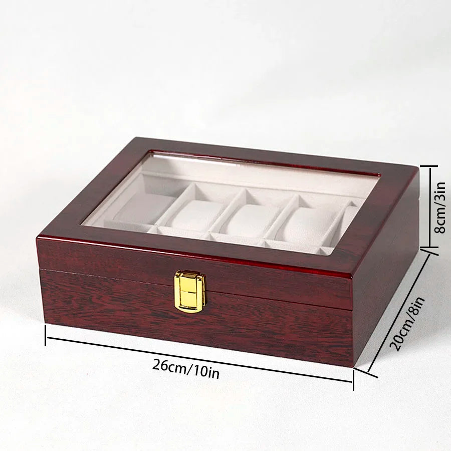 Red Wooden Watch Box Chinese Style Smooth Wood Environmental Protection Jewelry Watch Storage Case Red Wood Watch Protection Box