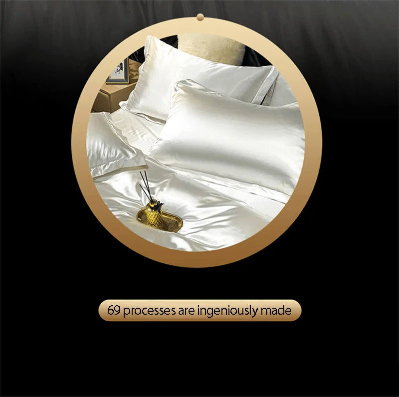 blending Mulberry Silk Bedding Set Silky High-end Queen Size Duvet Cover Set with Fitted Sheet Luxury Bedding Sets King Bed Sets