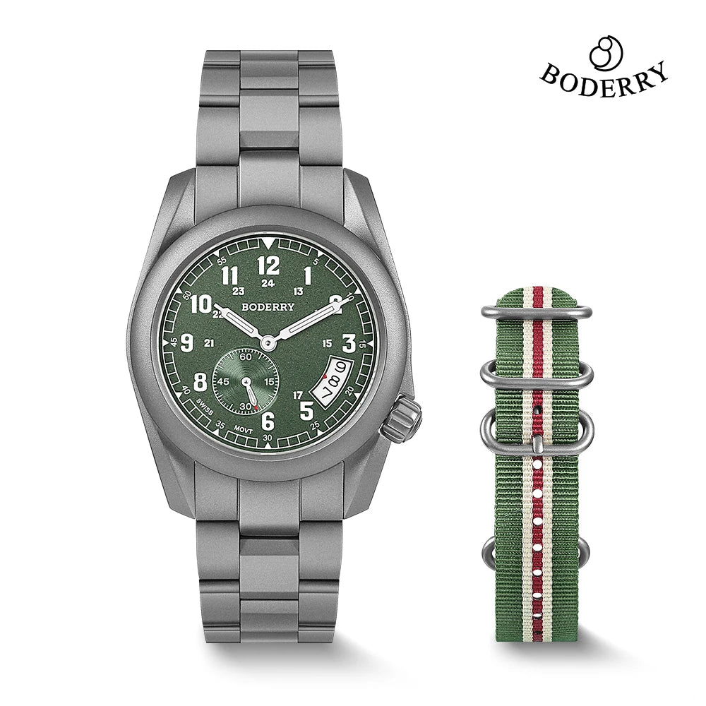 VOYAGER-Boderry Field Watch Titanium Quartz Watches 38 Mens 100M Waterproof Clock Military Sport Luminous Business Wristwatch