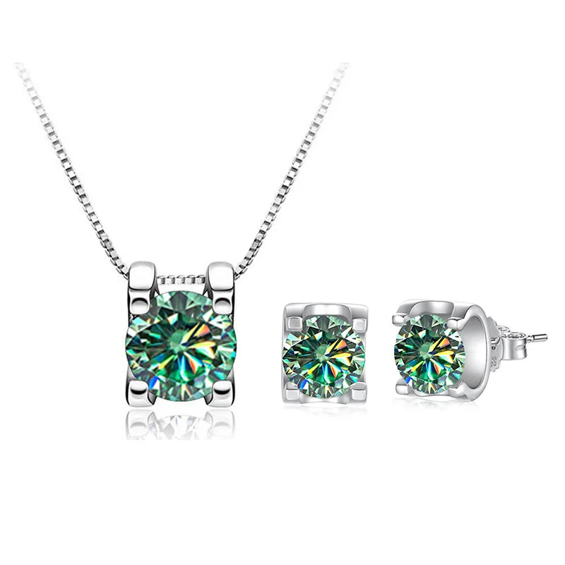JoyceJelly 3ct D Clolor Real Moissanite Jewelry Sets Women's Sterling Silver 925 Earrings Necklace For Women Bridal Set Gifts