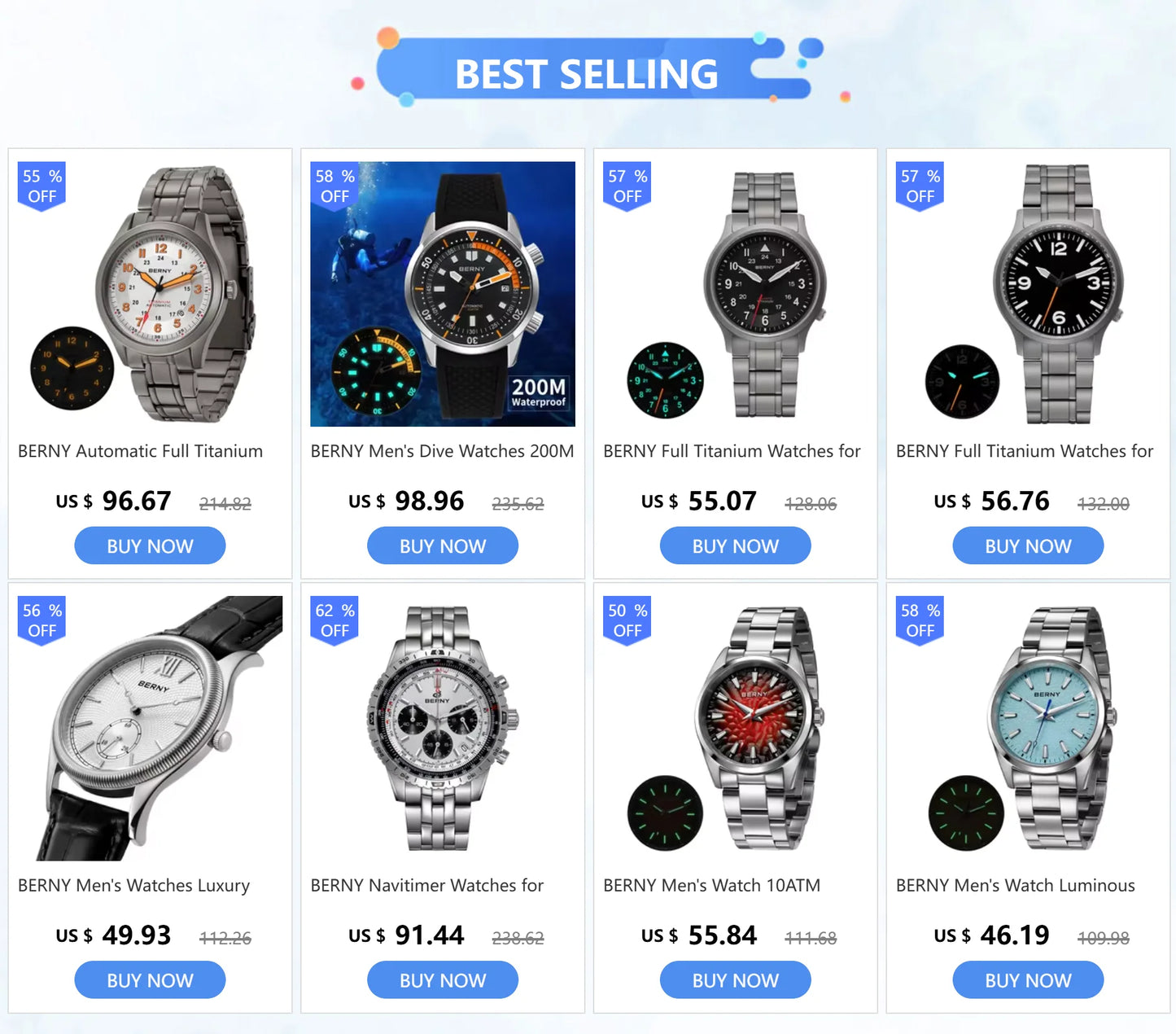 BERNY Aviation Pilot Men's Watches Quartz Chronograph Watch Date Sapphire Super Luminous Luxury Brand Dress Man Wristwatch