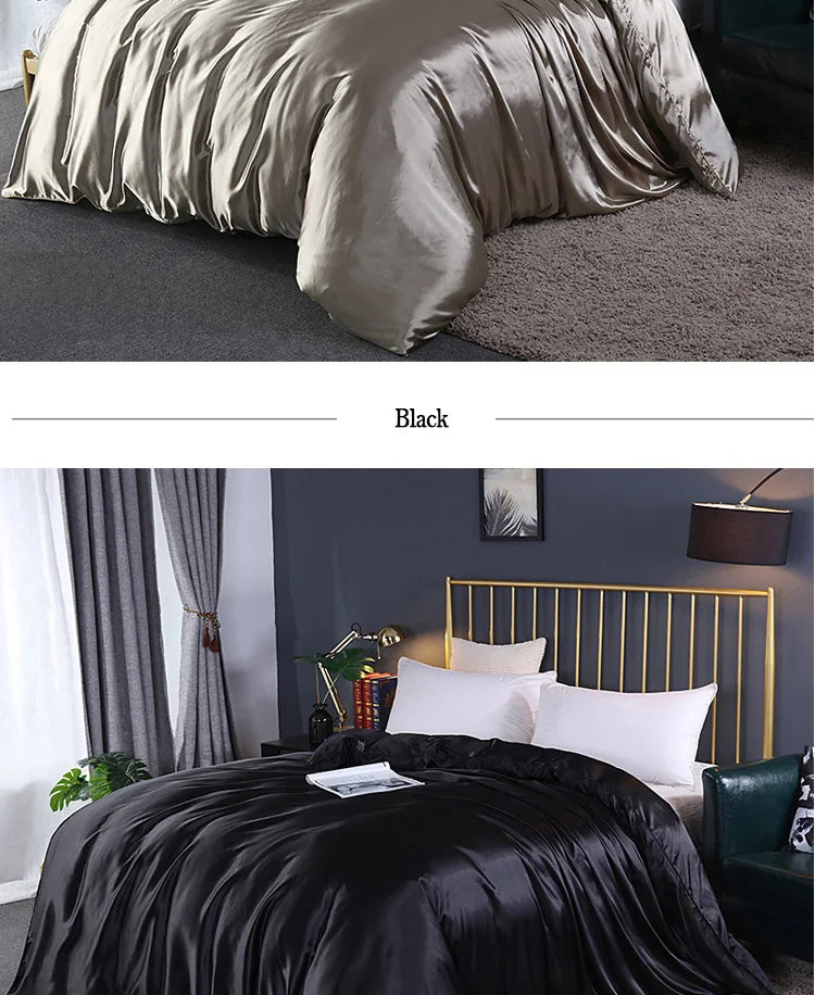 Luxury High Quality  Satin Duvet Cover Rayon Quilt Cover High Density Fabric Duvet Cover  Supple High waterfall