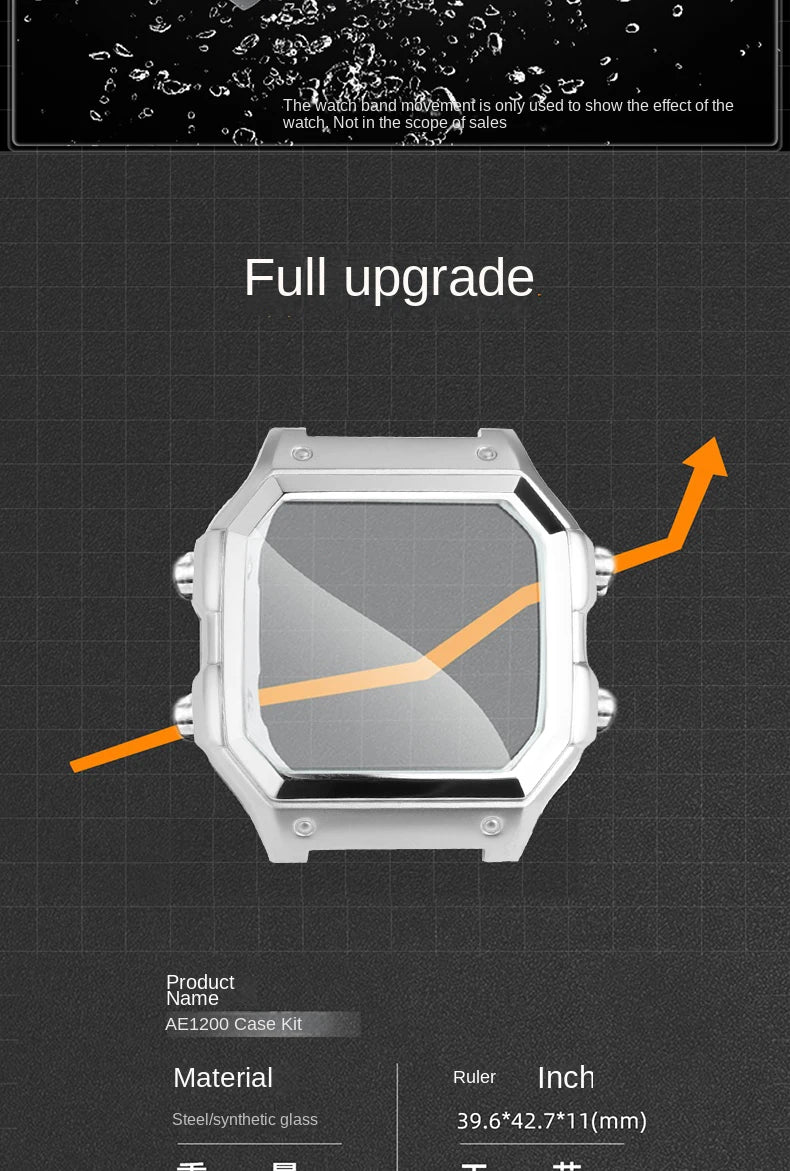 Casio AE1200 case mod kit modification all metal case 3299 AE-1200 bezel glass waterproof ring kit 304 stainless steel part