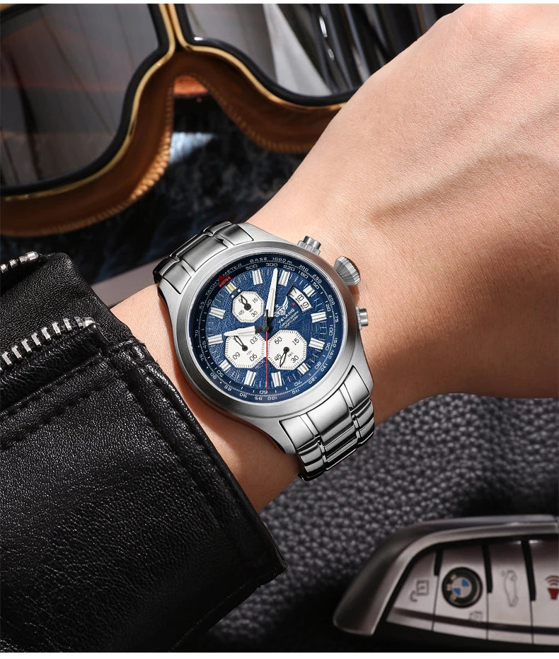 Yelang Watch For MAN Three Eyes Six Needles Quartz Watch Japan OS00 Movement Diving Watch 100M Professional Waterproof Reljo