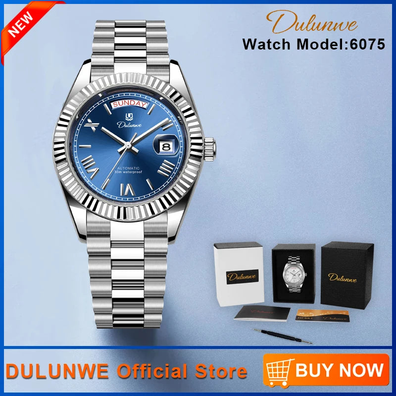 Dulunwe Datejusts Mechanical  Movement Watches For Men Automatic Mechanical Watches Calendar Waterproof Men Watch