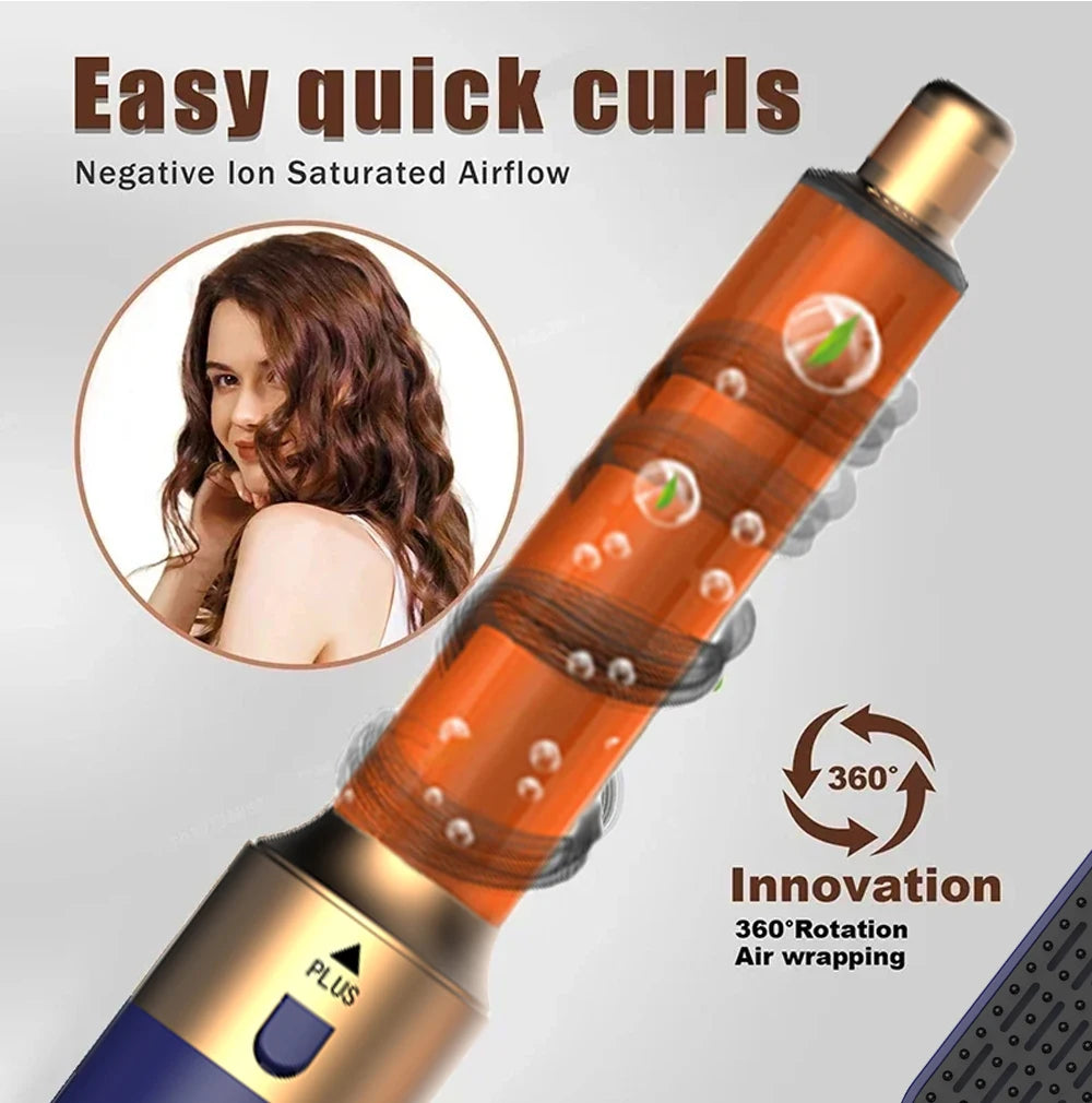 Hot Sales Multifunctional 5 IN 1 Hot Air Comb Household  Brushless Styling Hair Dryer Automatic Curling Iron