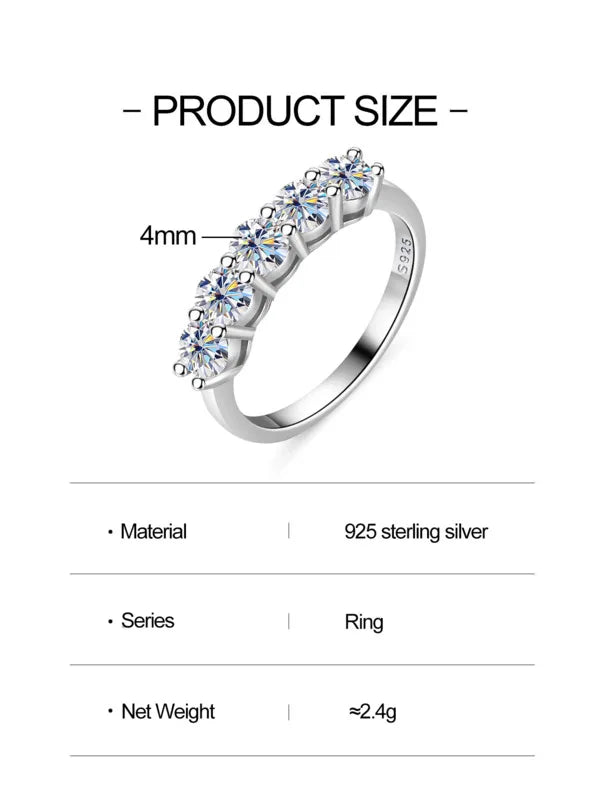 JoyceJelly 4mm D Color VVS Moissanite Ring For Women Total 1.5CT S925 Sterling Silver Jewelry Pass Diamond Tester Wedding Bands