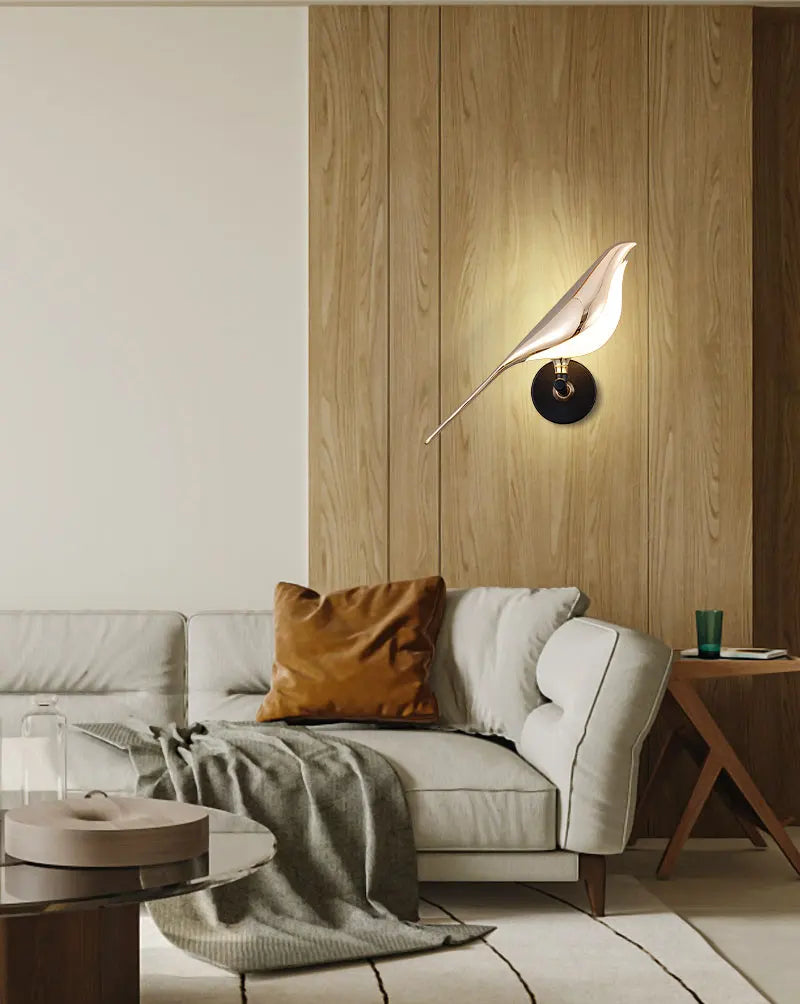 Creative Bird 360° Rotatable LED Wall Lamps Bedroom Bedside Indoor Golden Touch Switch LED Wall Lights Wall Sconce Home