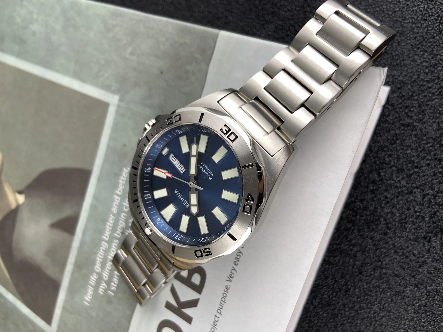 BEIHUA Men Automatic Watch Luminous Whole Night Super Bright C3 Japan TOP Mov't 24Jewels Day Date Sapphire  Luxury Gift Military