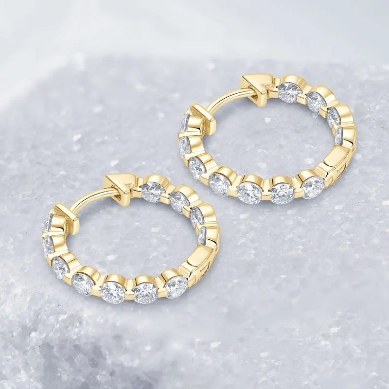 Anziw 2.2cttw. 3mm D Moissanite Hoop Earrings for Women Real 925 Silver Sparking Round Cut Lab Diamond Earrings 2025 New Jewelry