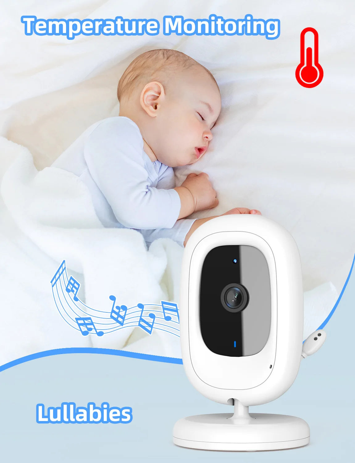Wireless Video Baby Monitor 2.0 2.8 inch Color  Security Camera 2 Way Talk Night Vision IR LED Temperature Monitoring 8 Lullaby