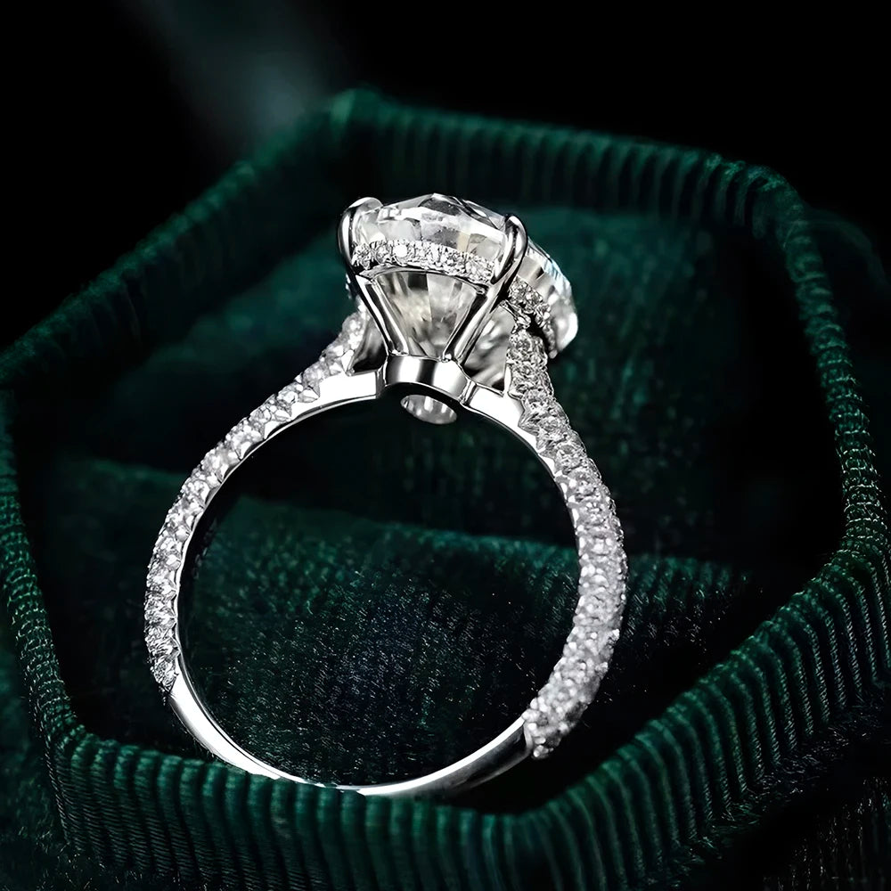 BXINY 8CT Oval Cut All Moissanite Ring 925 Sterling Silver for Women Sparkling Lab Diamond Wedding Band Jewelry with Certificate