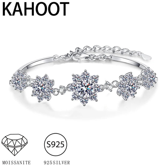 925 Silver 2.6 Carat Moissanite Bracelet Fashion Flower Style Sparkling Gorgeous Jewelry Gift Suitable for Wedding Mother's Day