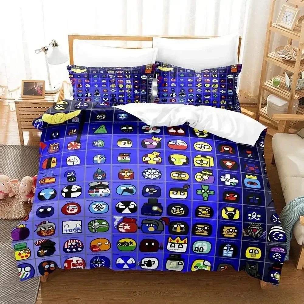 2024 New Countryball Polandballs Bedding Set Single Twin Full Queen King Size Bed Set Adult Kid Bedroom Duvet cover Sets Cartoon