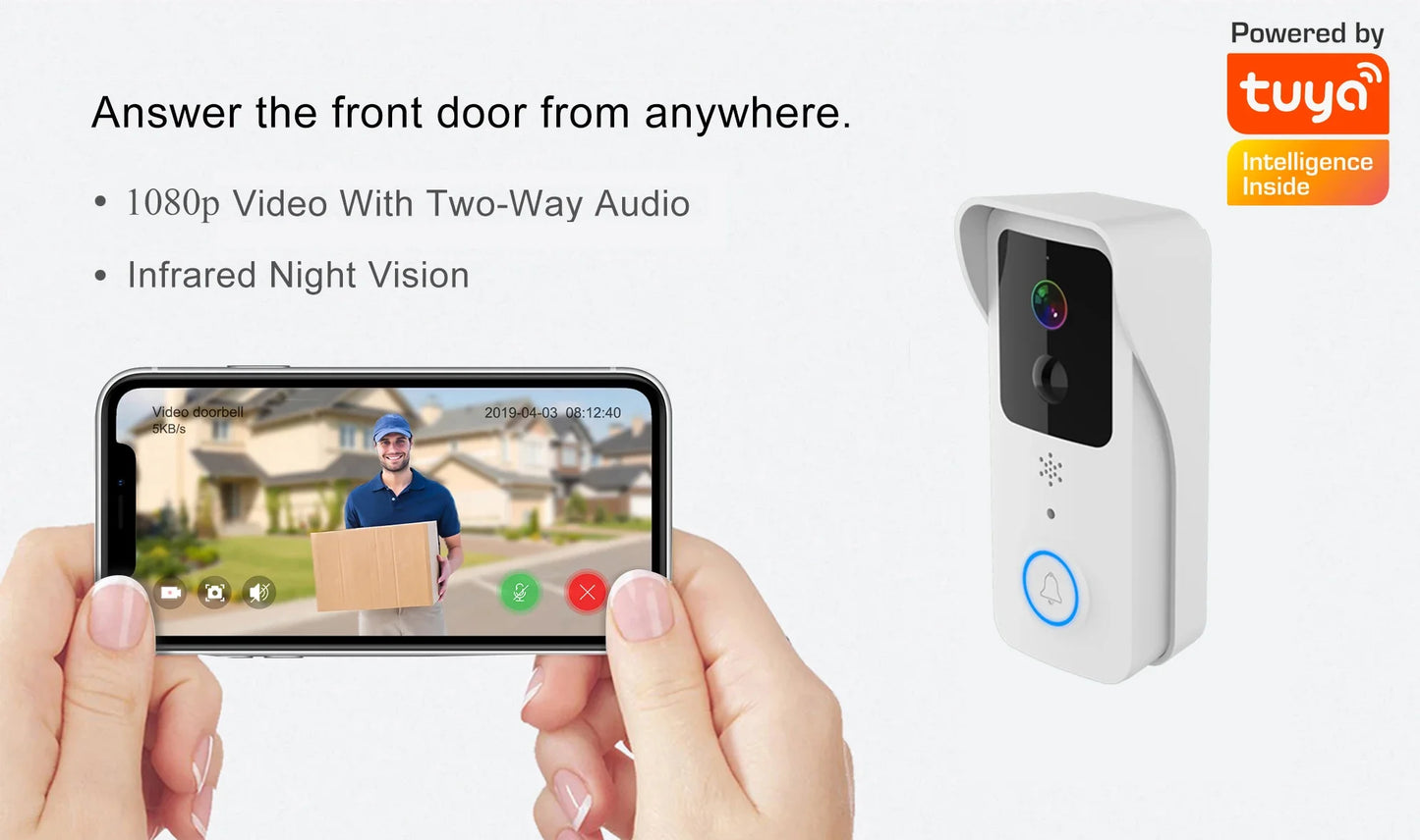 Video Doorbell 5G 2.4G WiFi 1080P Smart Outdoor Wireless Intercom Waterproof Wireless Camera Home Safety Doorbell Camera