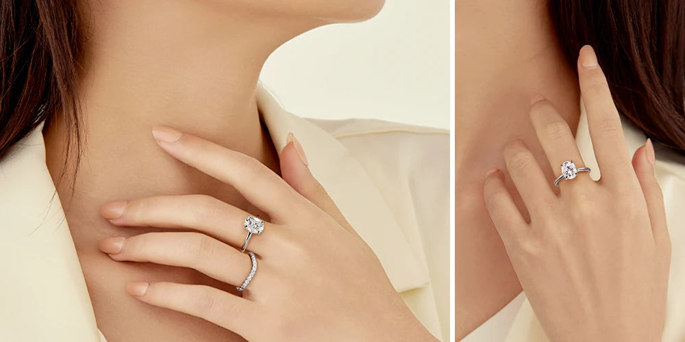 M-JAJA 1/2/3ct Moissanite Ring for Women Oval Cut Bridal Diamond Solitaire Wedding Promise Band 925 Sterling Silver Ring Jewelry