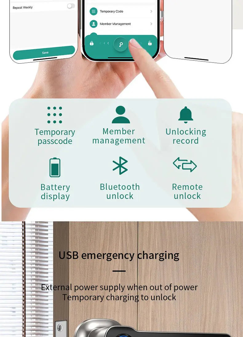 Smart Lock, Suitable for Use in Bedrooms, Garages, Hotels, and Living Rooms, Etc. - A Smart Fingerprint Password Lock