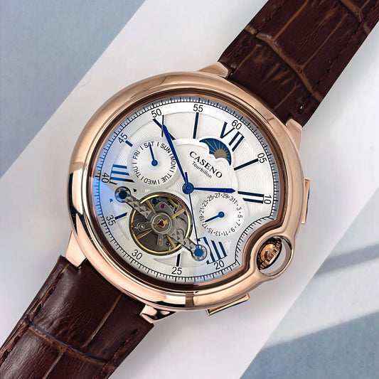 CASENO Star Roman Grand Men's Fully Automatic Watch Tourbillon Belt Mechanical Watch-831GSR