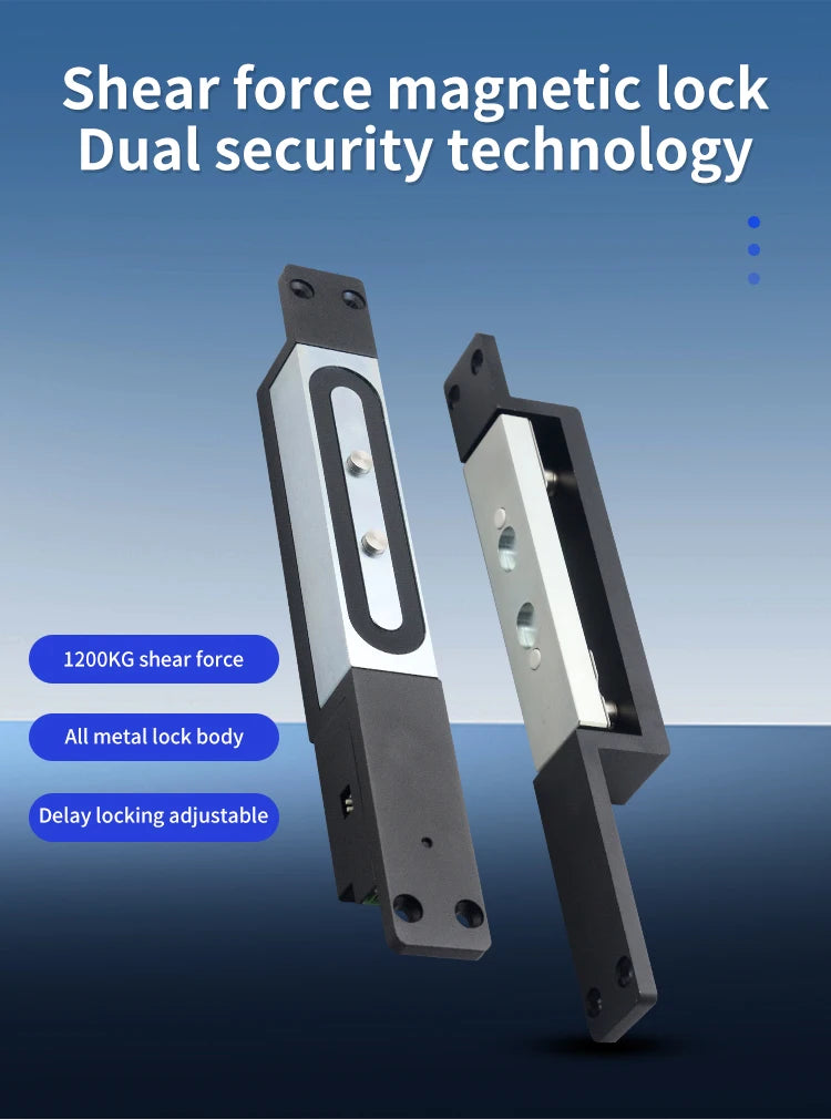 12/24V Magnetic Shear Lock 1200Kg Smart Electric Lock Door Access Control System NO NC COM Door Contact Signal Output Time Delay