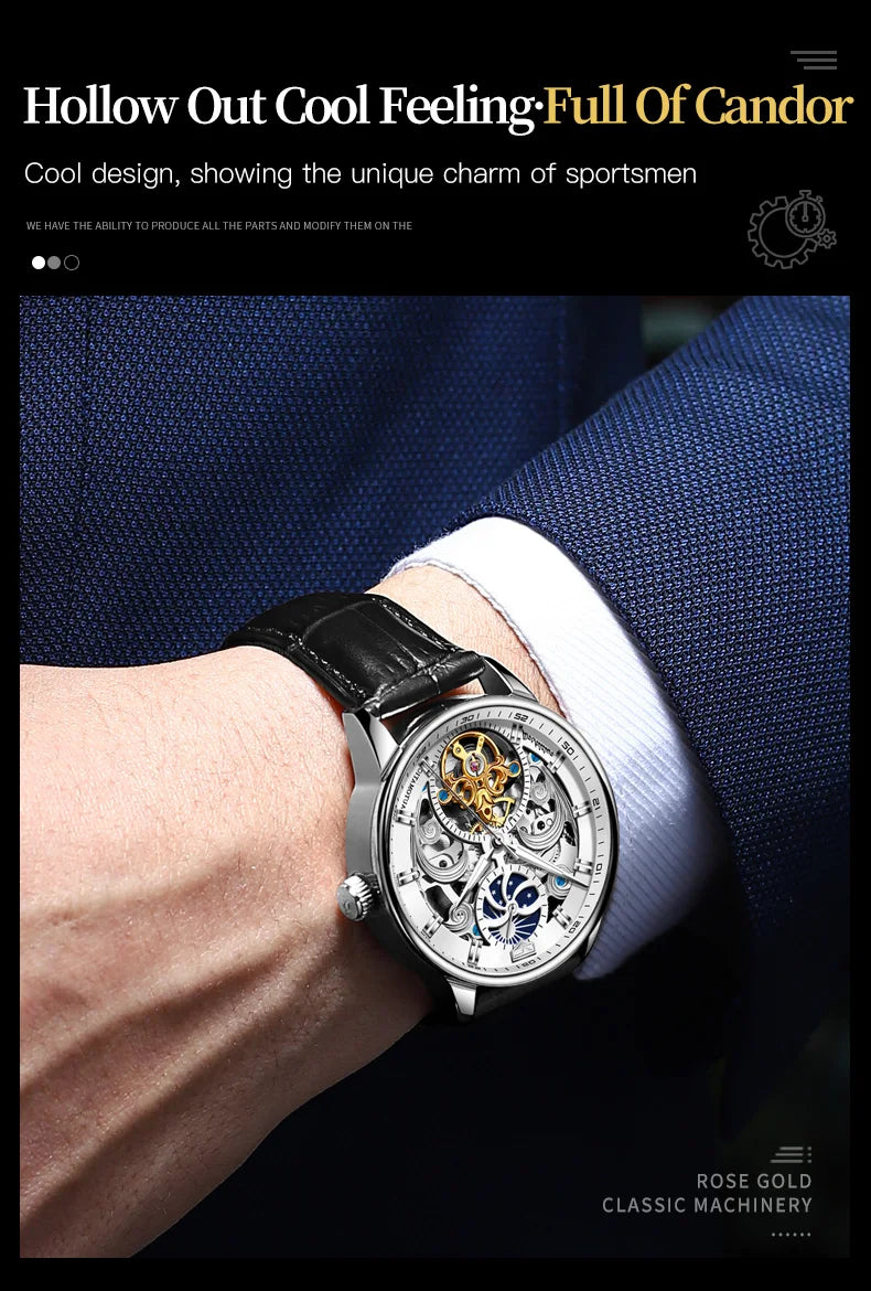 Montre-bracelet JSDUN originale étanche, best-seller pour homme, multifonctionnelle, luxueuse, élégante, à mécanisme automatique.