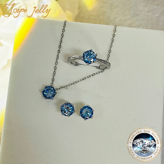 Earrings JoyceJelly Moissanite Jewelry Set With 1CT D Color VVS 3EX moissanite stone pass diamond test Wedding Luxury Fine Jewelry gift