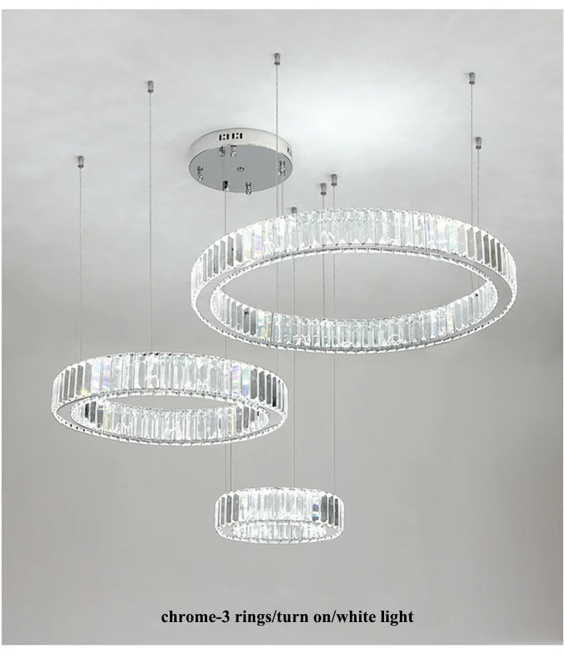 Modern Living Room Crystal Chandelier Led Remote Control Dimmable Led Pendant Lights Luxury Steel Adjust Hanging Lamp Fixture