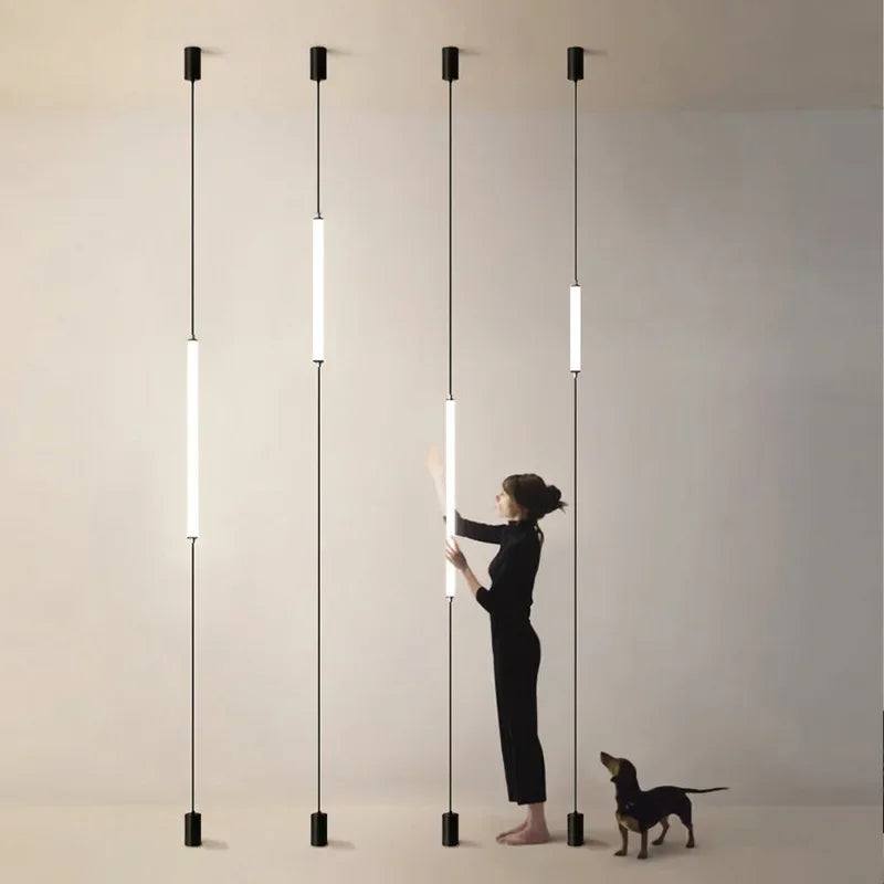 Hanging floor lamp Italy Design Black Long linear pendant light Bedroom Bedside Lamps Modern Hotel Living Room corner floor lamp