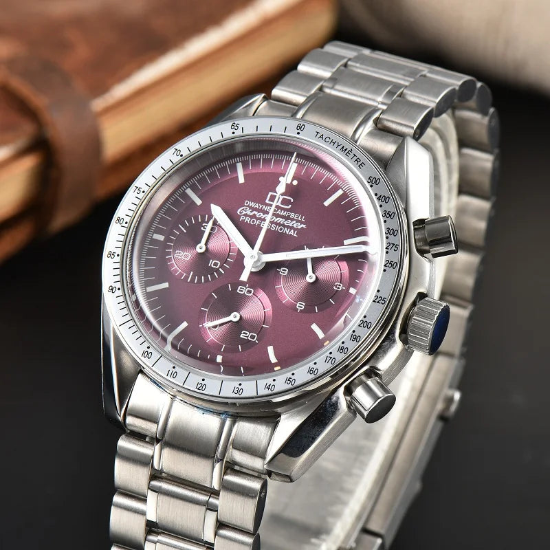 For VK63 Customized Logo Watch 40mm Waterproof Chronograph Men Moon Quartz Watches Modified By Speed Master Custom Wristwatches